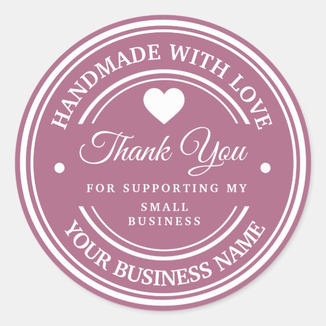 Handmade with love | thank you  classic round stic classic round sticker (Front)