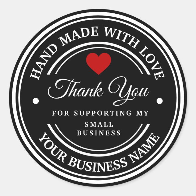 handmade with love | thank you  classic round stic classic round sticker (Front)