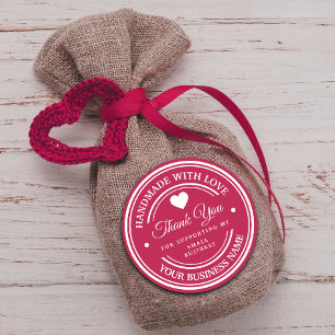 Handmade with love   thank you  classic round stic classic round sticker