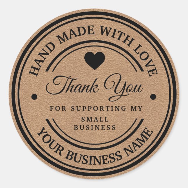handmade with love | thank you  classic round stic classic round sticker (Front)