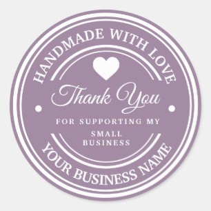 Handmade with love thank you classic round stic classic round sticker