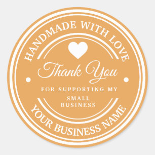 Handmade with love thank you classic round stic sticker