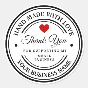 handmade with love thank you classic round sticker