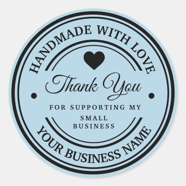 Handmade with love | thank you  classic round sticker (Front)