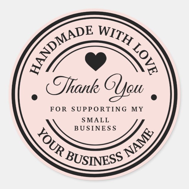 Handmade with love | thank you  classic round sticker (Front)