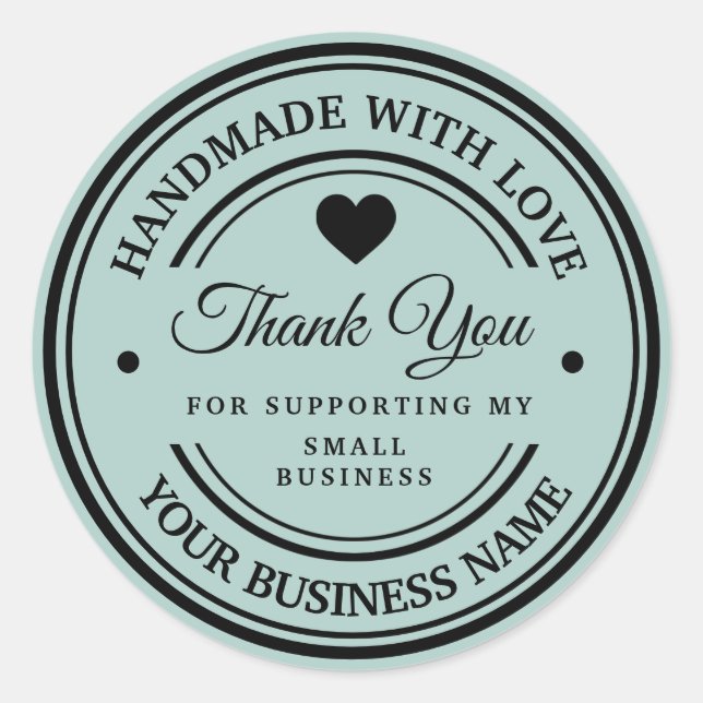 Handmade with love | thank you  classic round sticker (Front)