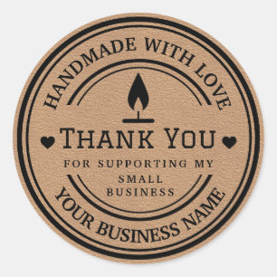 handmade with love   Thank You Flame  Classic Round Sticker
