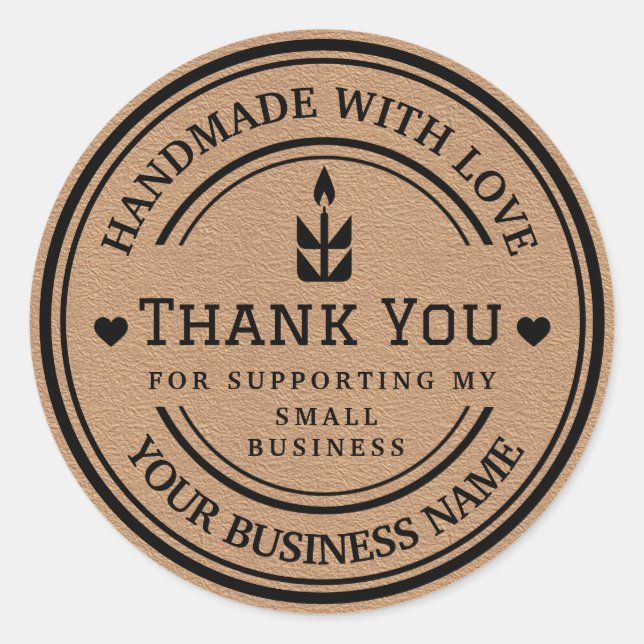 handmade with love | Thank You Flame  Classic Round Sticker (Front)