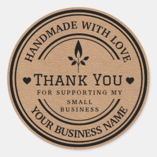 handmade with love   Thank You Flame Classic Round Sticker