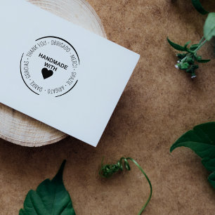 Handmade with Love Thank You Multilingual  Rubber Stamp