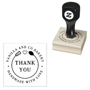 Handmade With Love Thank You Whisk Spoon Bakery  Rubber Stamp