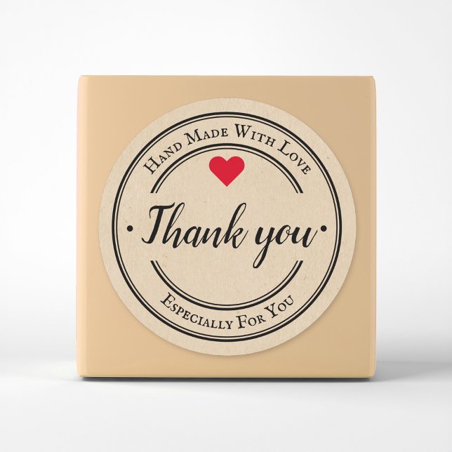 Handmade With Love Trendy Kraft Business Classic Round Sticker (Creator Uploaded)