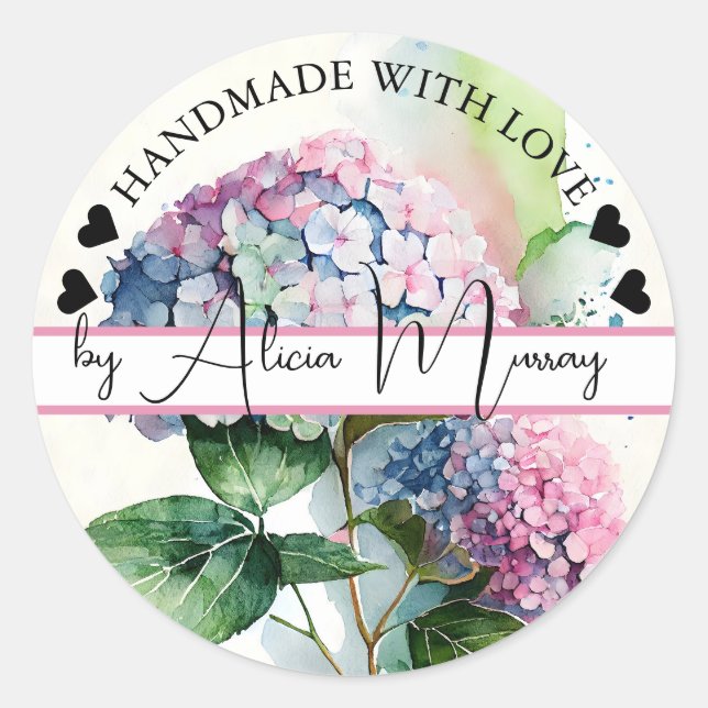 Handmade with Love | Watercolor Floral Stickers (Front)