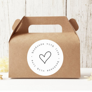 Handmade with Love with Heart Sticker   Custom