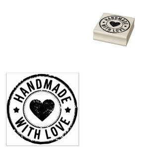 Handmade With Love Wood Art Rubber Stamp