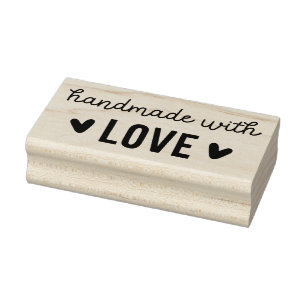 Handmade With Love Wooden Rubber Stamp