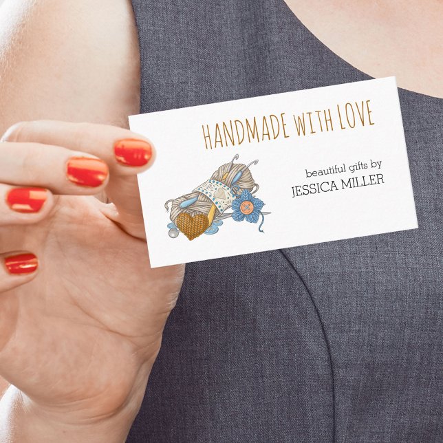 Handmade with Love Yarn Craft White Business Card (Creator Uploaded)