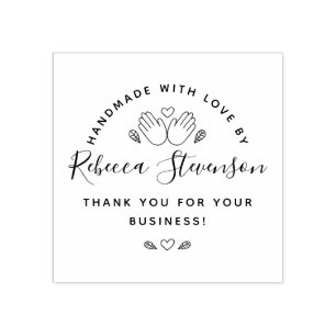 Handmade With Love   Your Name & Thank You Message Rubber Stamp