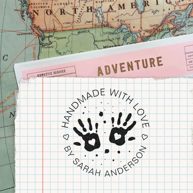 Handmade With Love Your Shop And Name Self-inking Stamp (Creator Uploaded)