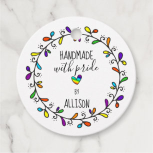 Handmade With Pride Rainbow 🌈Artisan 2-Sided Hang Favour Tags