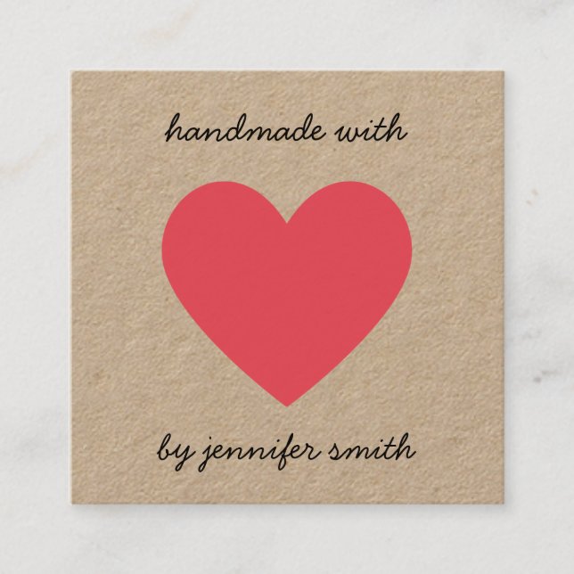 Handmade with Red Heart Earring Studs Display Card (Front)