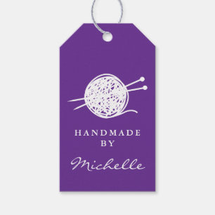 Handmade wool knitting thread ball logo custom gift tags
