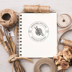 Handmade Yarn & Needles Custom Handwritten Self-inking Stamp