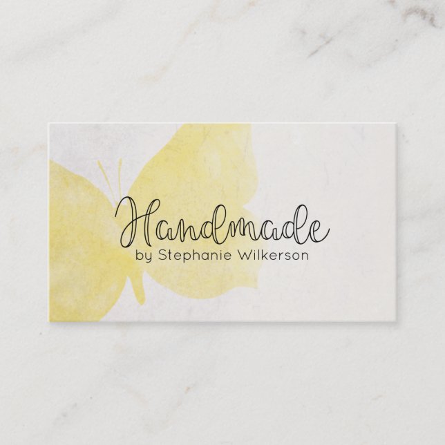 Handmade Yellow Butterfly Business Card (Front)