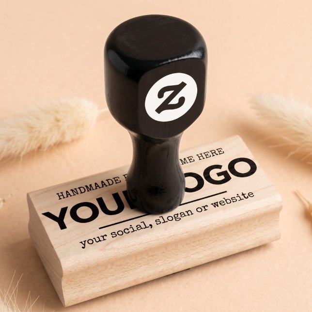 Handmade Your Business Inline Logo Custom Rubber Stamp (custom inline logo rubber stamp)