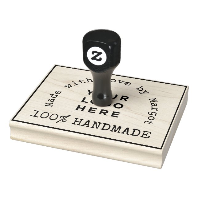 Handmade Your Business Logo Handled Rubber Stamp (Stamp)
