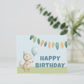 HandPainted Birthday Dinos Postcard