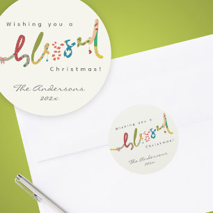 Handpainted blessed Christmas greeting sticker