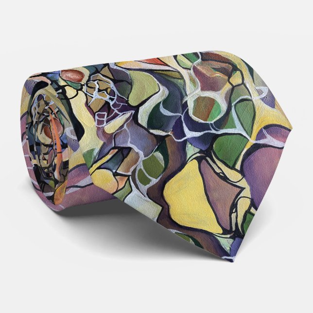 Handpainted Bold Abstract Contemporary  Theme Tie (Rolled)