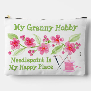 Handpainted Cherry Blossoms G Needlepoint Zippered Accessory Pouch