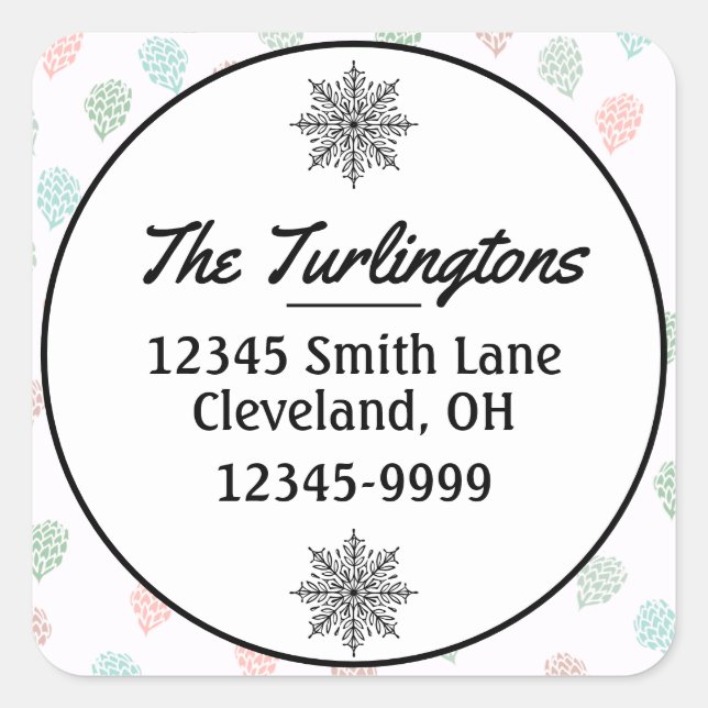 Handpainted Christmas Pine Cones Return Address Square Sticker (Front)