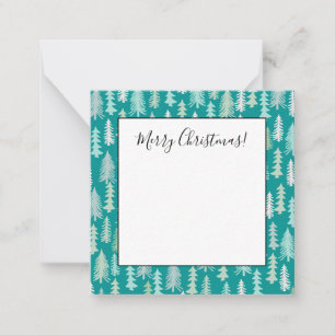 Handpainted Christmas Trees Aqua White Blue Teal Card