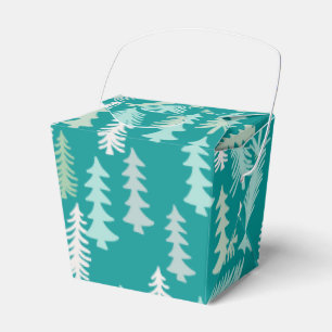 Handpainted Christmas Trees Aqua White Blue Teal Favour Box