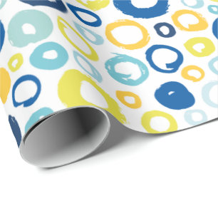 Handpainted Circles in blues and yellows Wrapping Paper