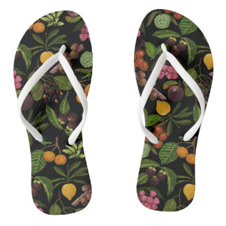 Handpainted Colourful Exotic Tropical Fruit Patter Flip Flops