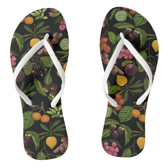Handpainted Colourful Exotic Tropical Fruit Patter Flip Flops (Footbed)