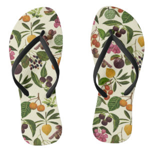 Handpainted Colourful Rustic Tropical Fruit Patter Flip Flops