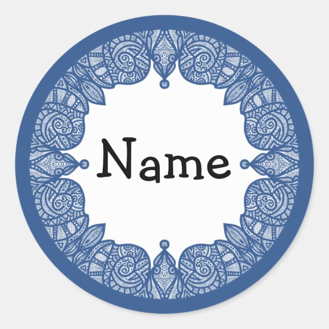 Handpainted Doodle Design Classic Round Sticker (Front)