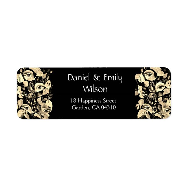 Handpainted Elegant Feminine Eyes Colourful Leaves (Front)