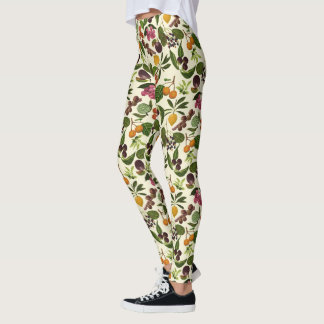 Handpainted Exotic Tropical Fruits Pattern Leggings
