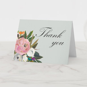 Handpainted Floral 100th Birthday Party   Thank You Card