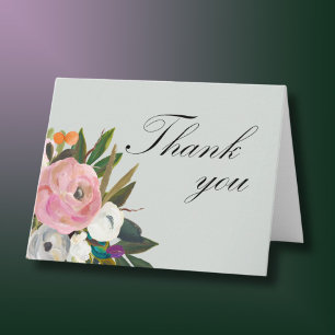 Handpainted Floral 80th Birthday Party   Thank You Card