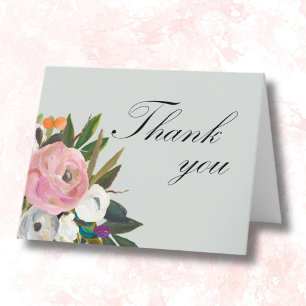 Handpainted Floral 90th Birthday Party   Thank You Card
