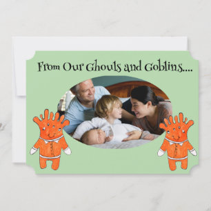 Handpainted Halloween Ghouls and Goblins PHOTO Card