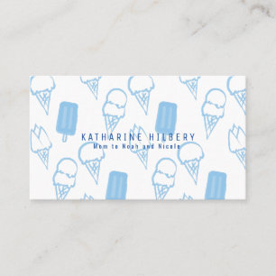 Handpainted Ice Cream Pattern Blue Mummy Business Card