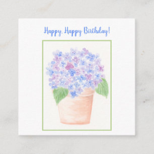 Handpainted Loose Watercolor Hydrangea Floral Enclosure Card